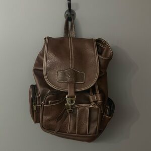 Brown leather backpack